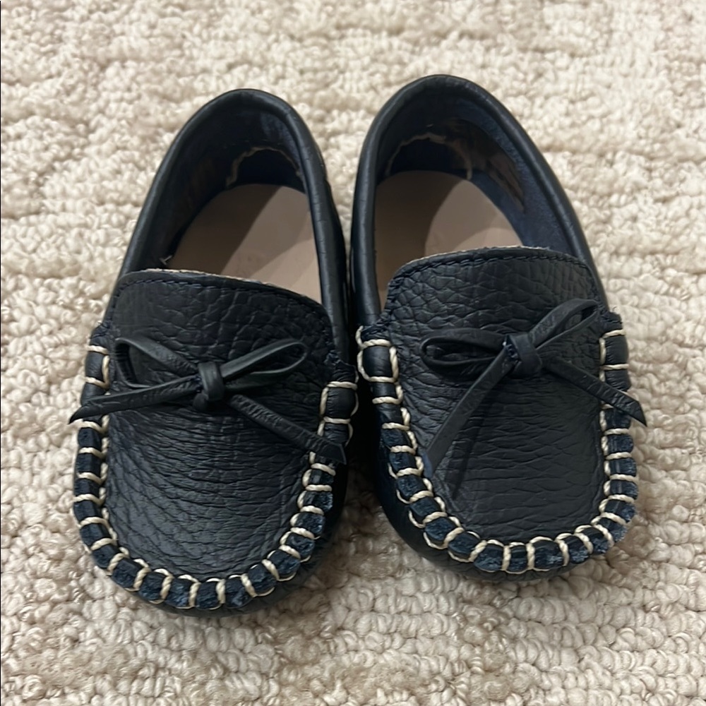 NEW BABY Navy Moccasins with Bow